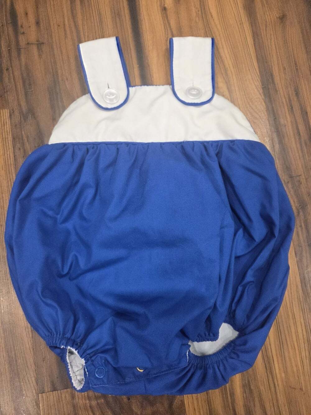 The Beaufort Bonnet Company TBBC Blue White Bubble Romper Sz 6-12M USA Made